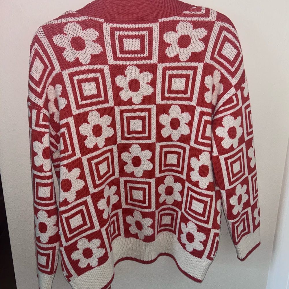 ZARA orange flower patterned cardigan - Picture 2 of 3